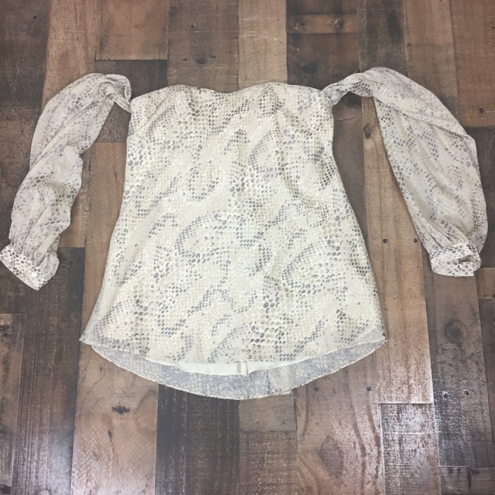 Haute Hippee strapless cream print top